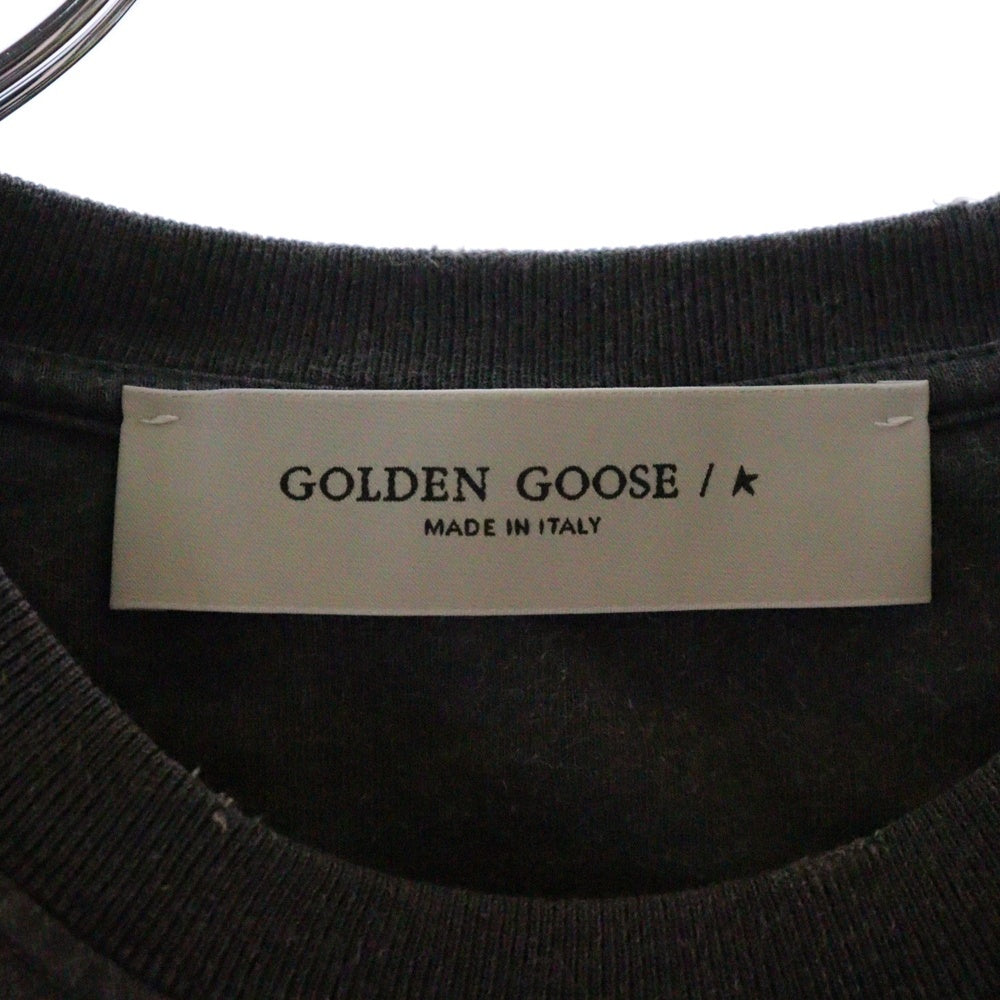 GOLDEN GOOSE DELUXE BRAND(ゴールデングースデラックスブランド) 22SS ヴィンテージ加工 クルーネック 半袖Tシャツカットソー チャコールグレー GMP00871