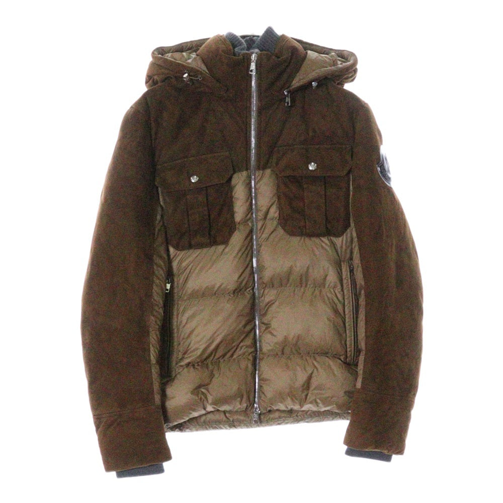 MONCLER(モンクレール) 20AW LAUTERAARHORN GIUBBOTTO ラムレザー 切り替え ダウンジャケット ブラウン F20911A51H00