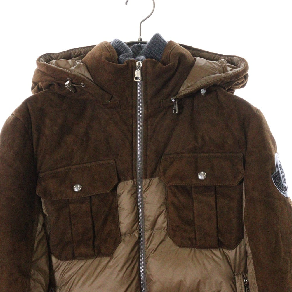 MONCLER(モンクレール) 20AW LAUTERAARHORN GIUBBOTTO ラムレザー 切り替え ダウンジャケット ブラウン F20911A51H00