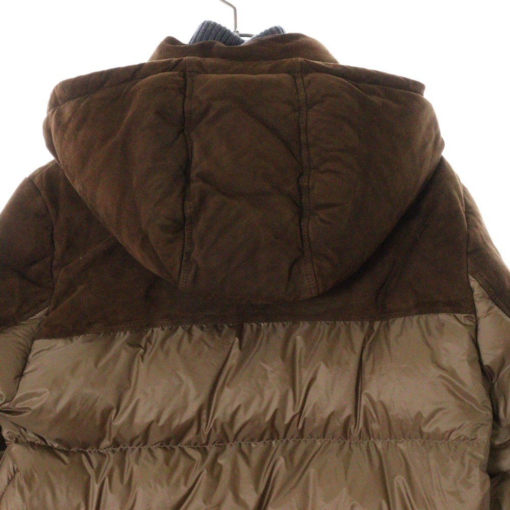 MONCLER(モンクレール) 20AW LAUTERAARHORN GIUBBOTTO ラムレザー 切り替え ダウンジャケット ブラウン F20911A51H00