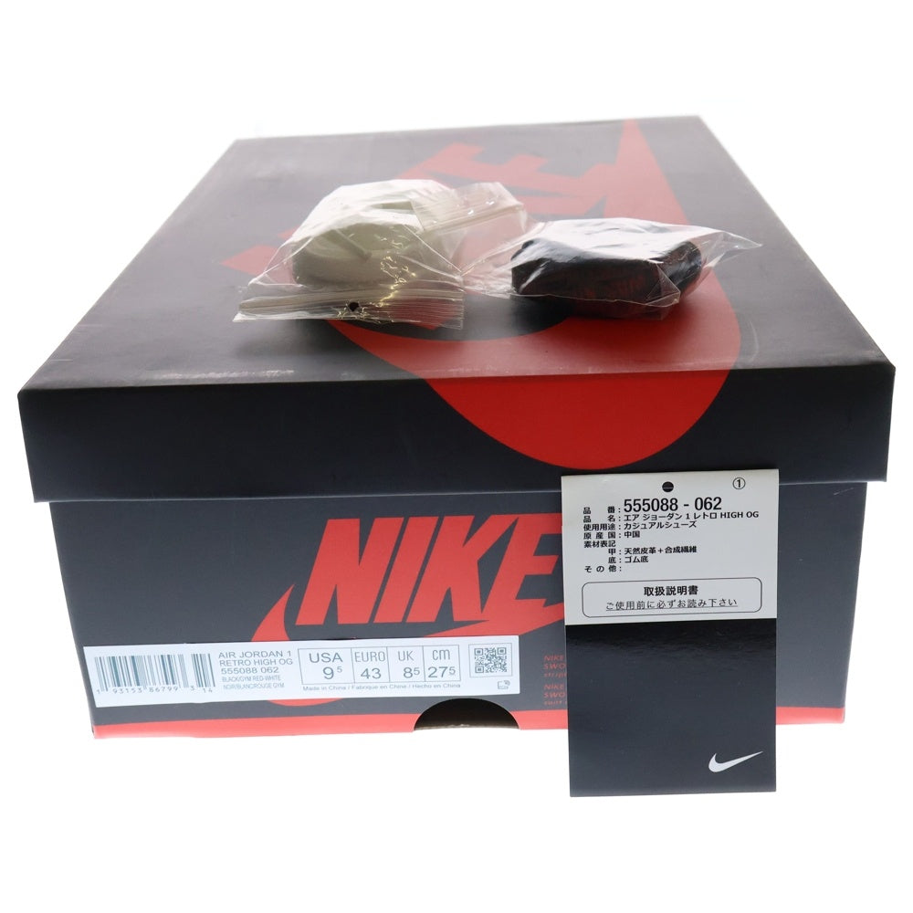 NIKE(ナイキ) AIR JORDAN1 HIGH OG BLOOD LINE エアジョーダン1 ハイカットスニーカー ブラッドライン ブラック/レッド US9.5/27.5cm 555088-062