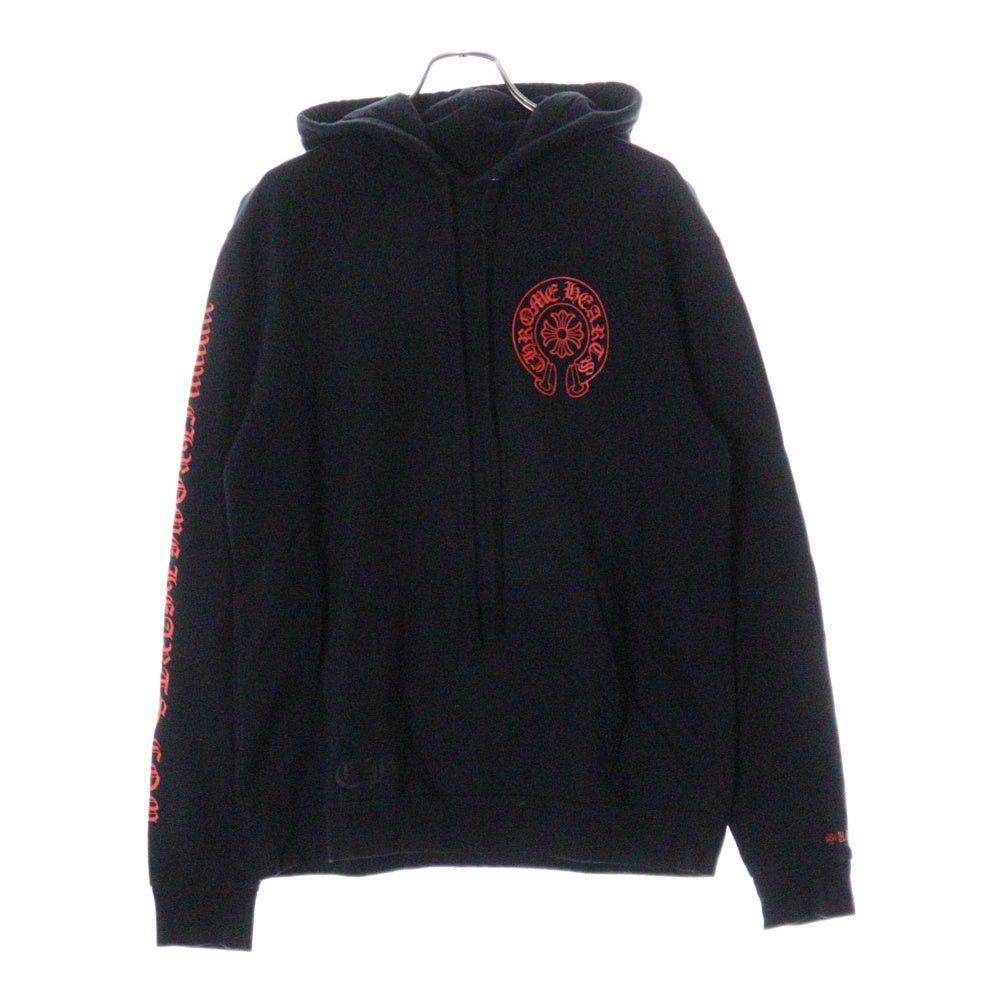 CHROME HEARTS(クロムハーツ) WWW CHROMEHEARTS COM HOODIE オンライン限定 ホースシュー プリント プルオーバーパーカー ブラック/レッド