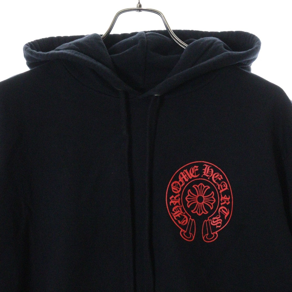 CHROME HEARTS(クロムハーツ) WWW CHROMEHEARTS COM HOODIE オンライン限定 ホースシュー プリント プルオーバーパーカー ブラック/レッド