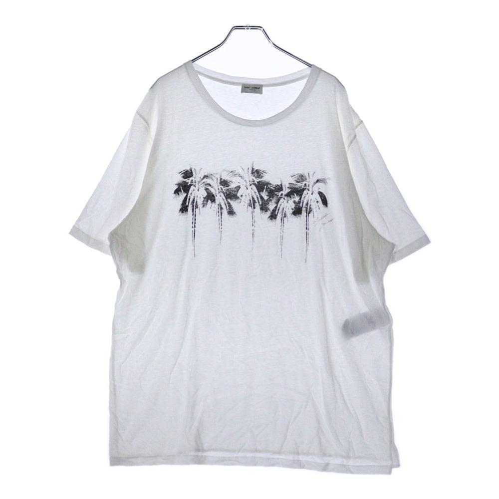 SAINT LAURENT PARIS(サンローランパリ) パームツリー プリント クルーネック 半袖Tシャツ カットソー ホワイト 603285 YBPA2