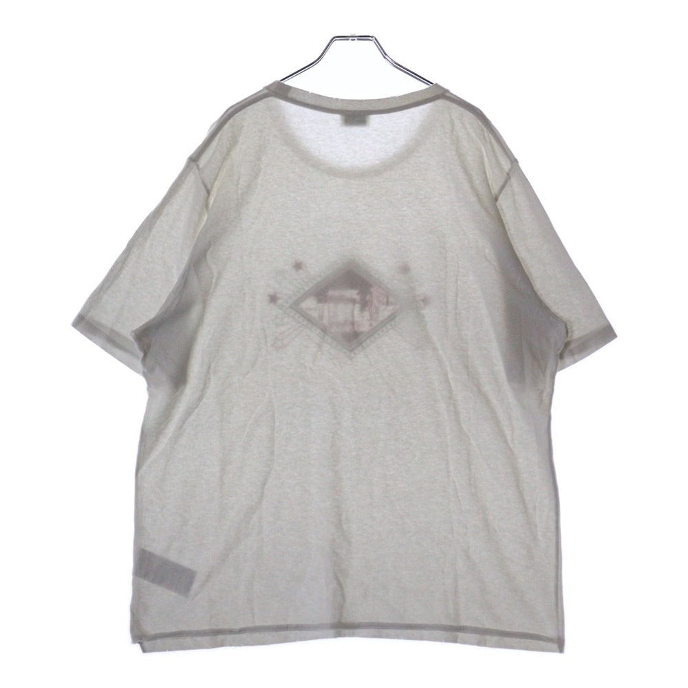 SAINT LAURENT PARIS(サンローランパリ) 19SS Jardin Majorelle ジョルダンマジョレル ダメージ加工 プリント クルーネック 半袖Tシャツ カットソー ホワイト 603303 YBPB2