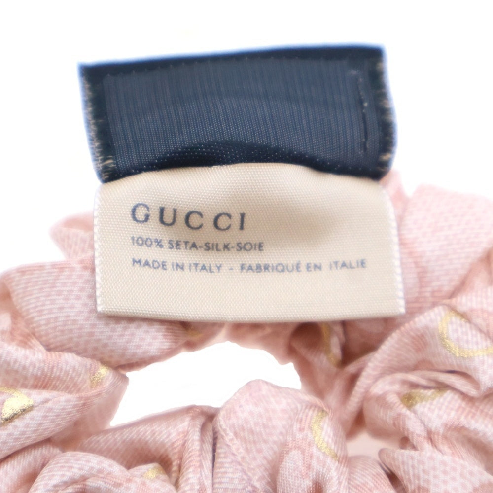 GUCCI(グッチ) GG 総柄 リボン シルク ヘアアクセサリー ヘアゴム シュシュ セット ピンク レディース 770292