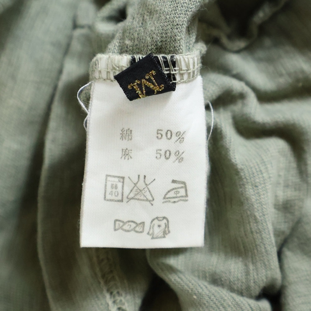 KAPITAL(キャピタル) ラグラン長袖Tシャツ 無地 コットン リネン カーキ