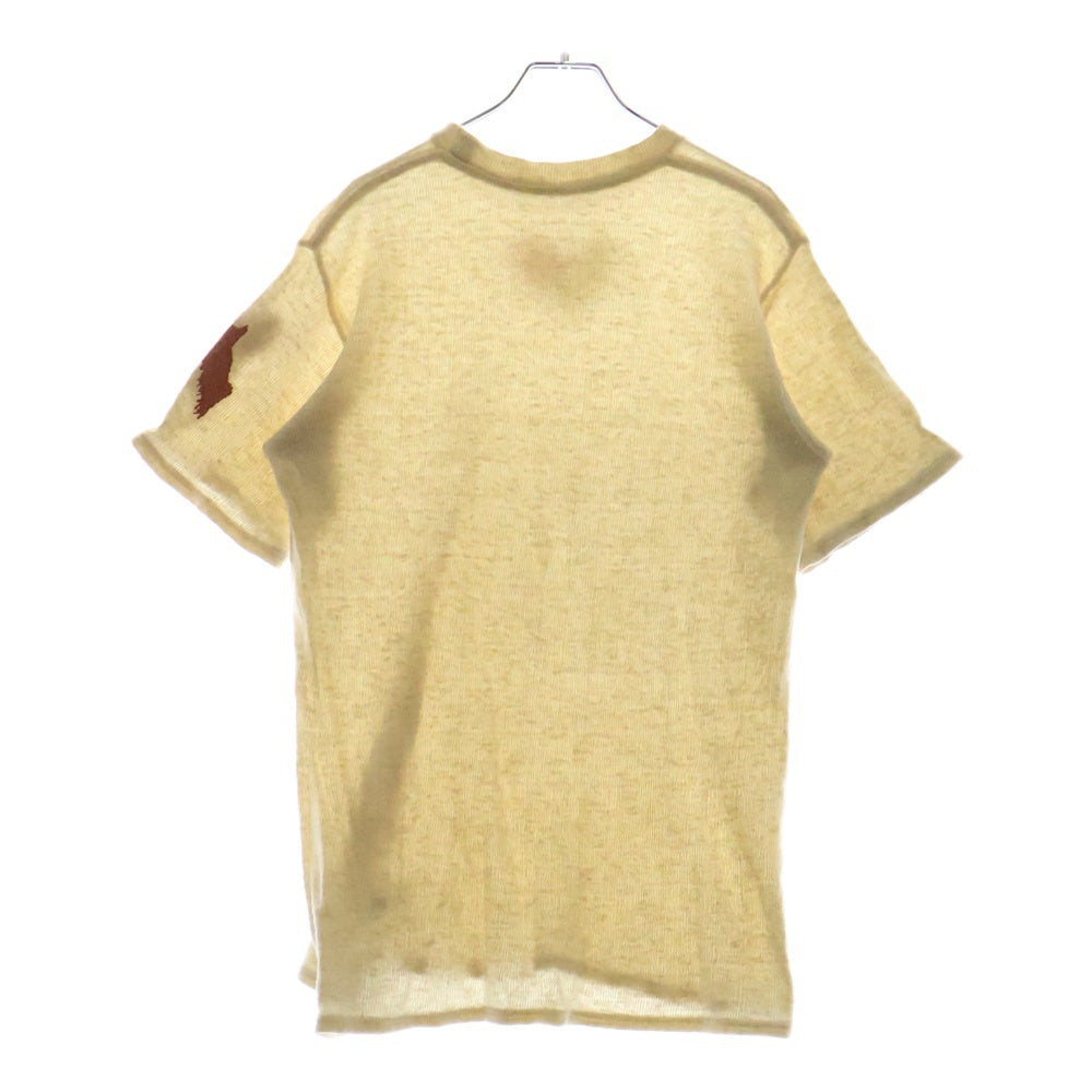 KAPITAL(キャピタル) フェザー刺繍 パイル地 コットンリネン半袖Tシャツ カットソー アイボリー