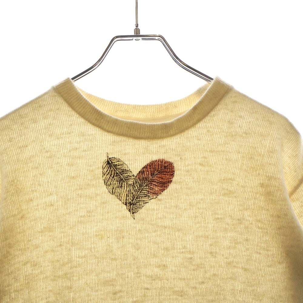 KAPITAL(キャピタル) フェザー刺繍 パイル地 コットンリネン半袖Tシャツ カットソー アイボリー