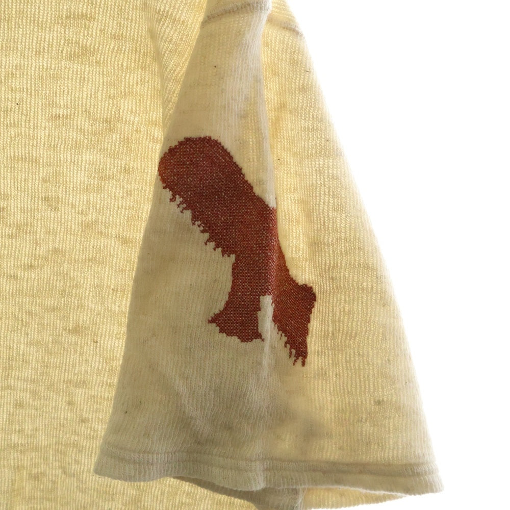 KAPITAL(キャピタル) フェザー刺繍 パイル地 コットンリネン半袖Tシャツ カットソー アイボリー