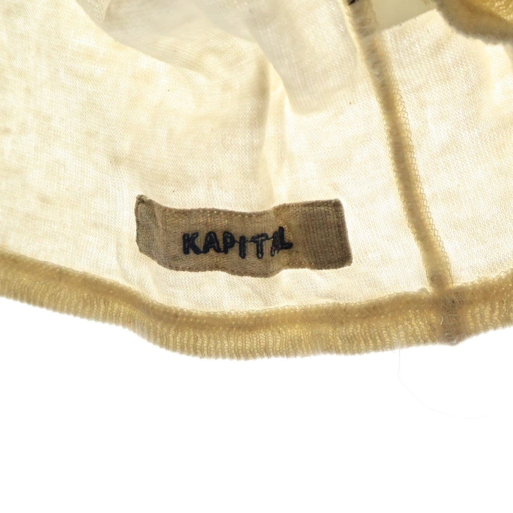 KAPITAL(キャピタル) フェザー刺繍 パイル地 コットンリネン半袖Tシャツ カットソー アイボリー