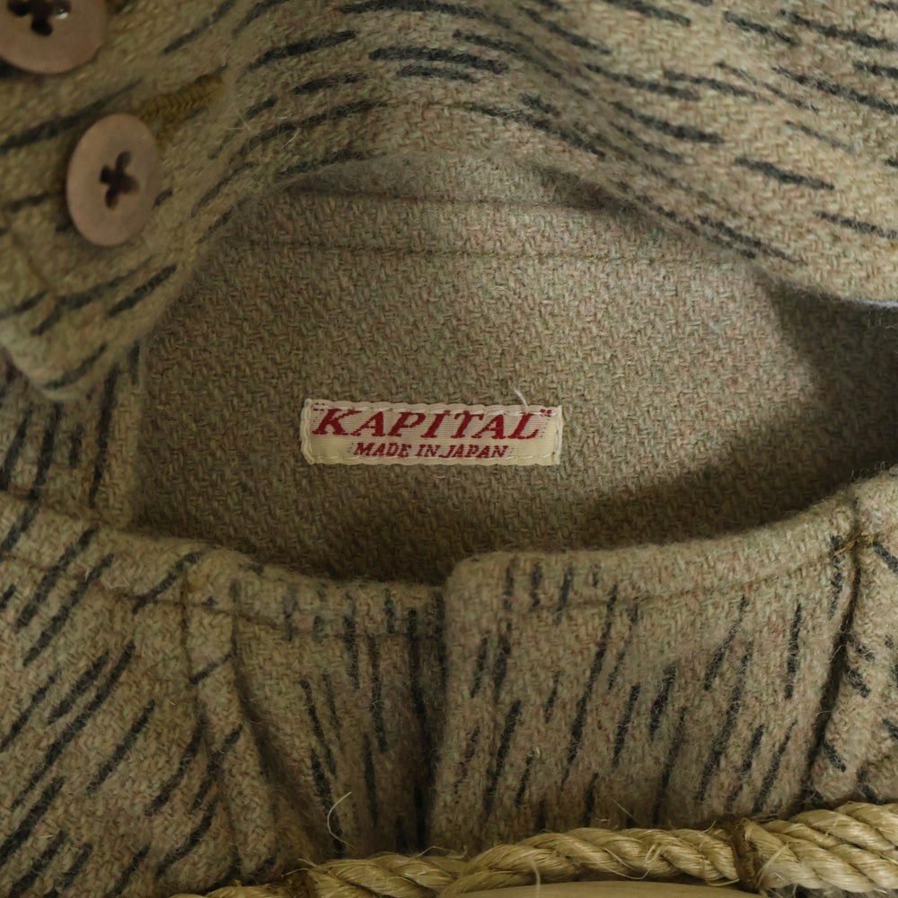 KAPITAL(キャピタル) バックペイント アメフリプリント ジャガードダッフルコート ベージュ K1411LJ320
