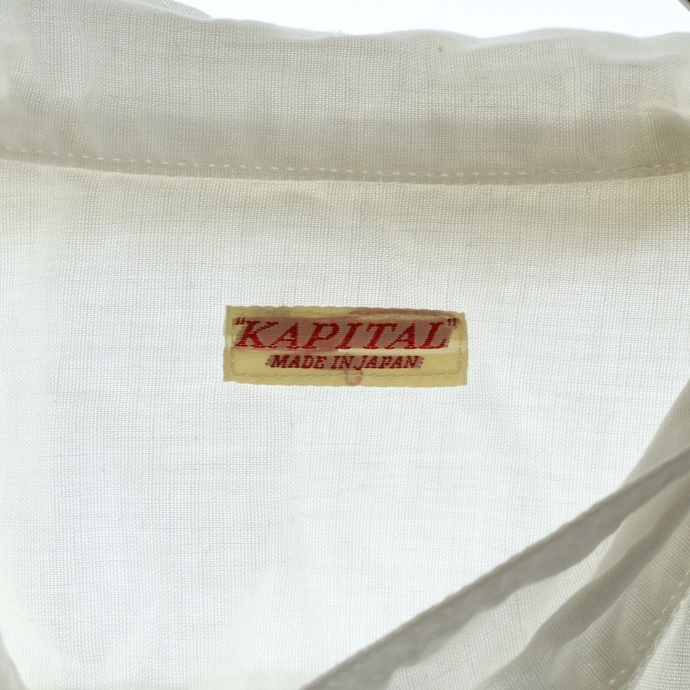 KAPITAL(キャピタル) フロントポケット ハーフボタン クロスカラー 長袖シャツ ホワイト K1703LS075