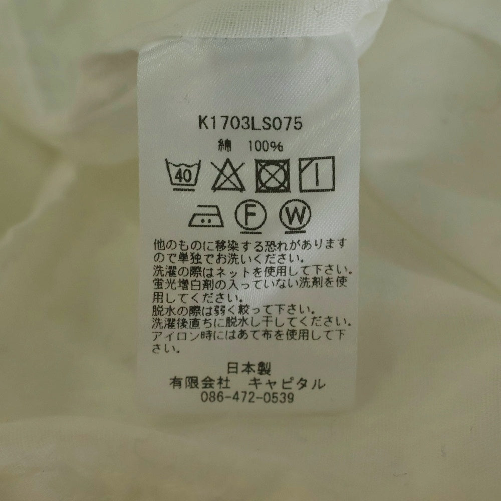 KAPITAL(キャピタル) フロントポケット ハーフボタン クロスカラー 長袖シャツ ホワイト K1703LS075