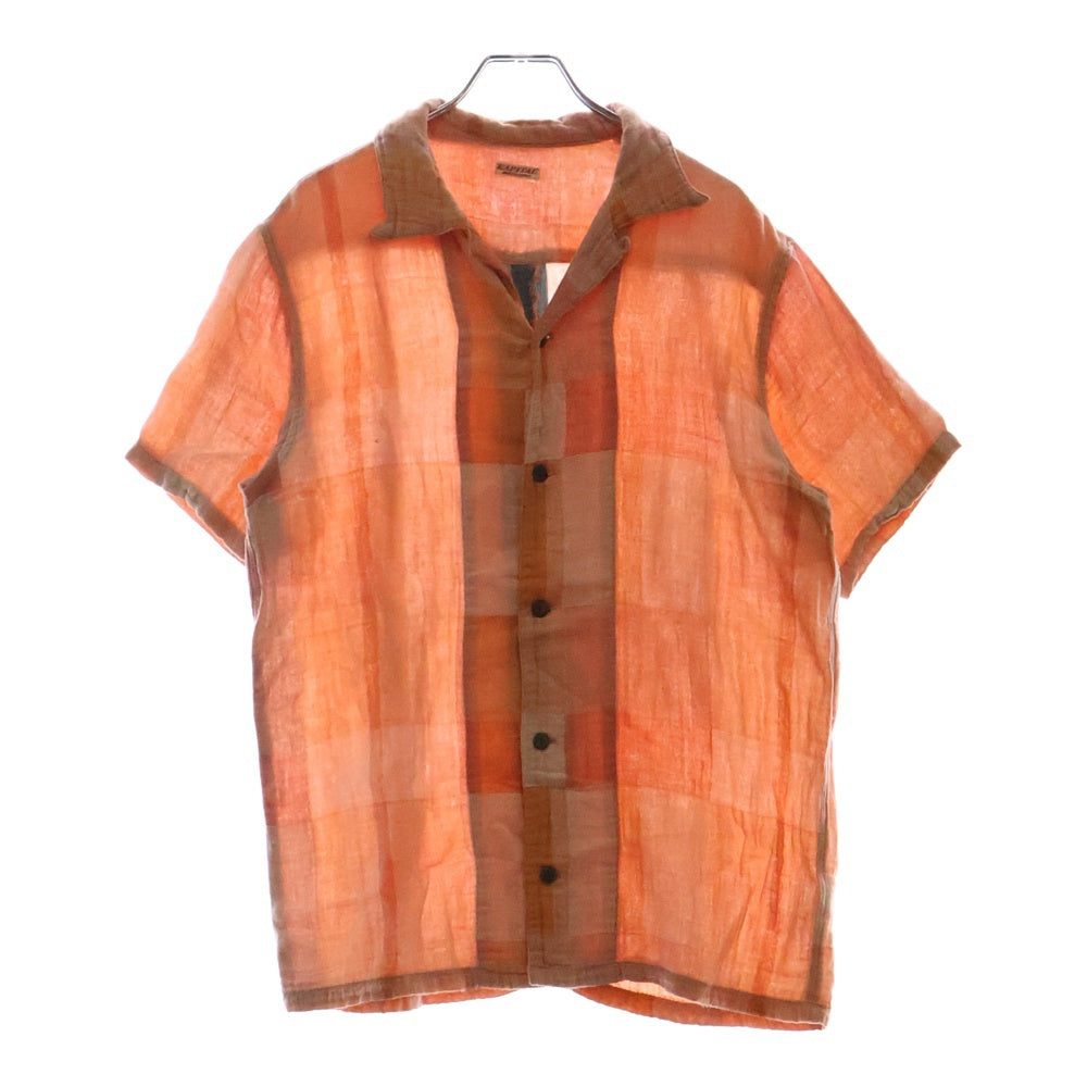 KAPITAL(キャピタル) マドラスチェック コットンガーゼ 半袖オープンカラーシャツ オレンジ/ピンク K1405SS133