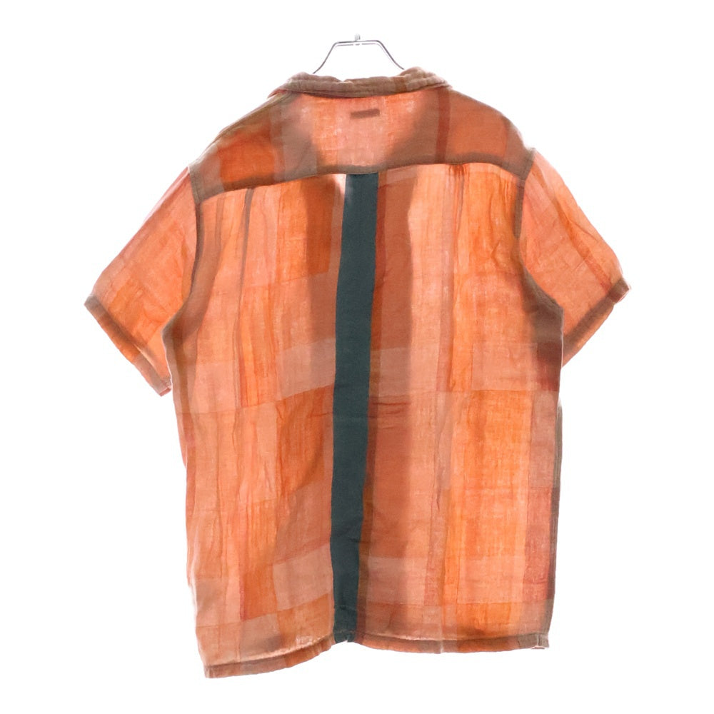 KAPITAL(キャピタル) マドラスチェック コットンガーゼ 半袖オープンカラーシャツ オレンジ/ピンク K1405SS133