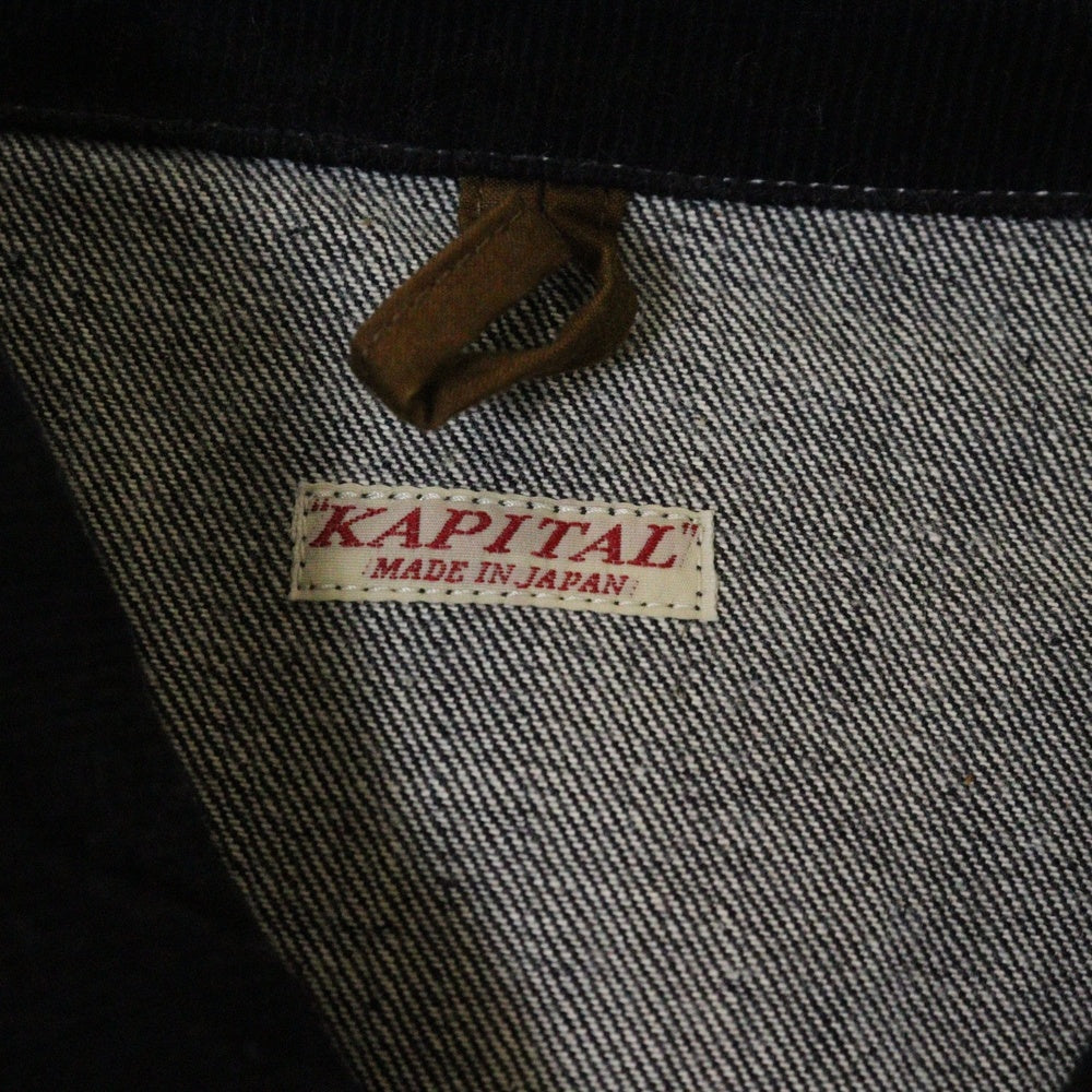 KAPITAL(キャピタル) マルチポケット スエード切替 2WAY オーバーサイズデニムロングコート インディゴ EK-773