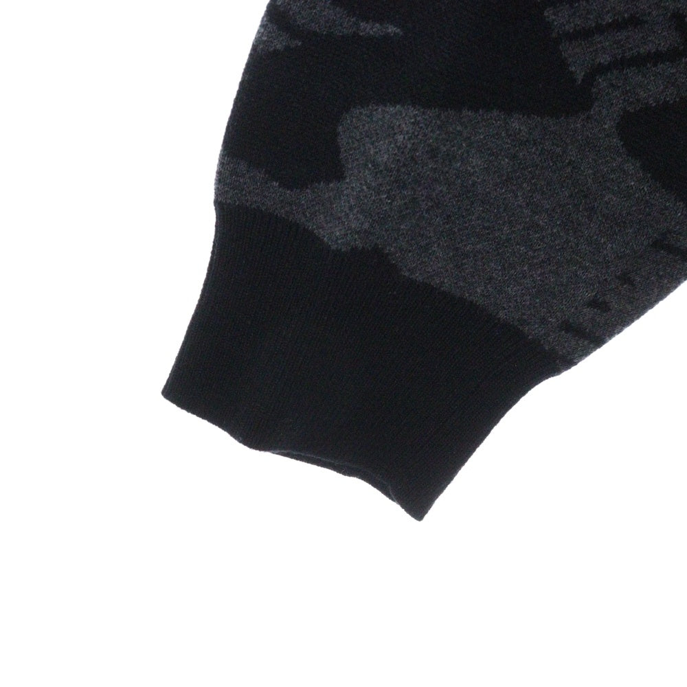 BUDSPOOL(バッズプール) ×GAKKIN JACQUARD CREW NECK SWEATER ガッキン 花罰 総柄ニット セーター ブラック