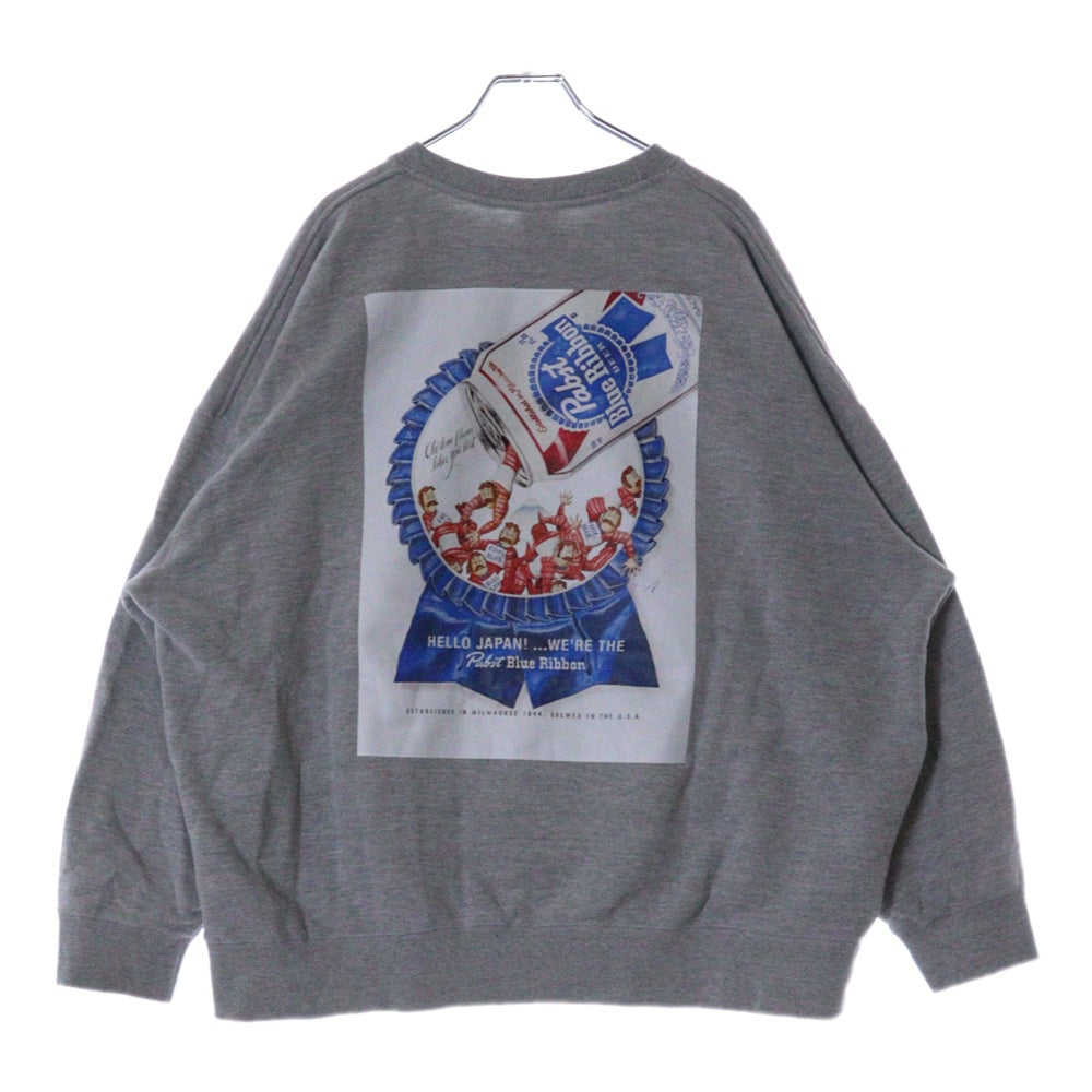 PORKCHOP(ポークチョップ) ×Pabst Blue Ribbon パブストブルーリボン スウェットシャツ トレーナー グレー