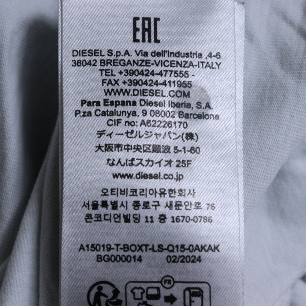 DIESEL(ディーゼル) グラフィック ロゴプリント クルーネック長袖Tシャツ カットソー ライトブルー 0AKAK