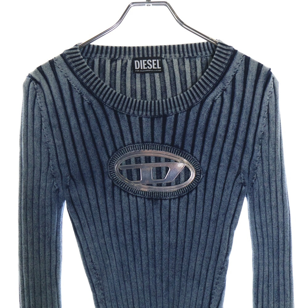 DIESEL(ディーゼル) M-ANAHEIM Dロゴ クルーネック ニットセーター ブルー OHEAS レディース