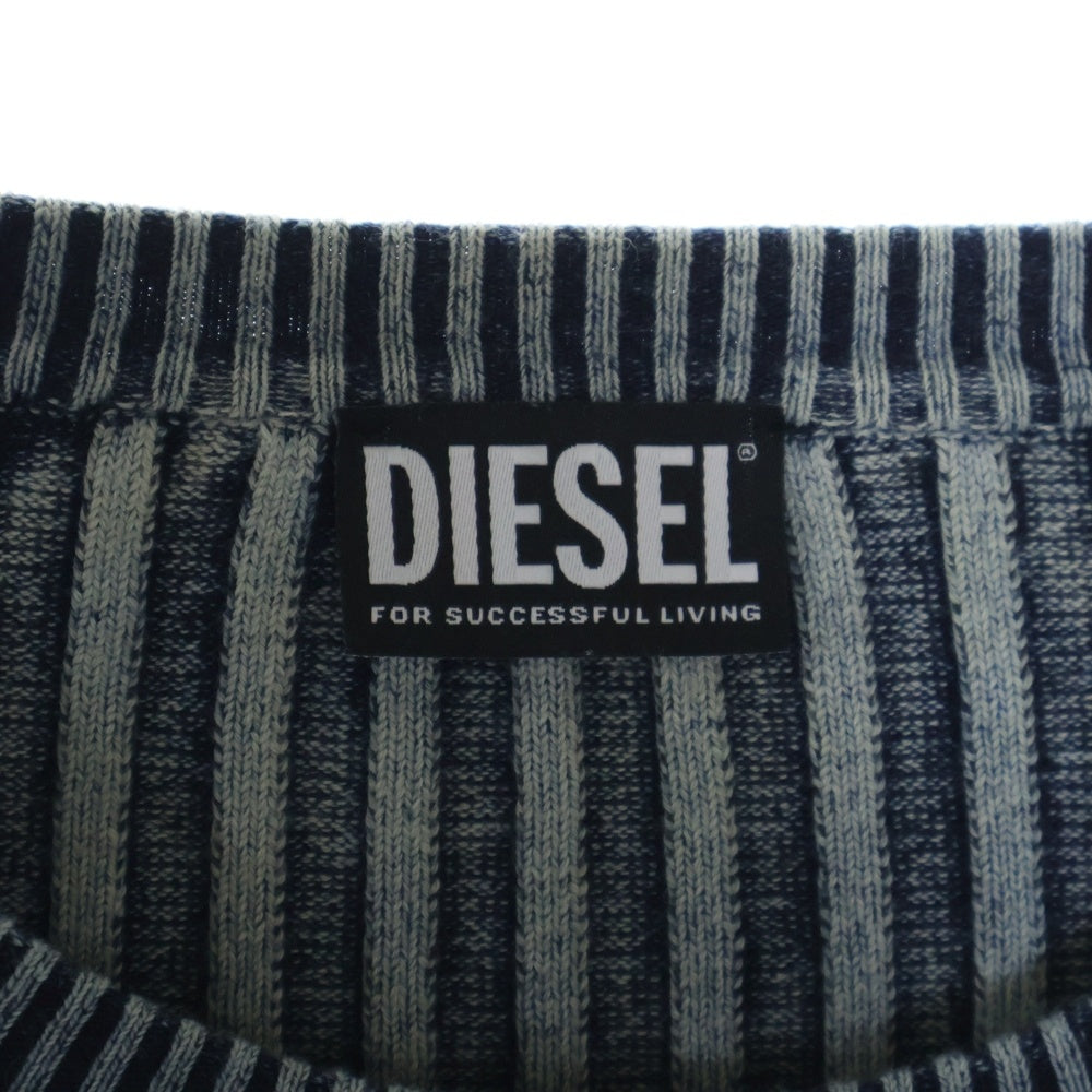 DIESEL(ディーゼル) M-ANAHEIM Dロゴ クルーネック ニットセーター ブルー OHEAS レディース