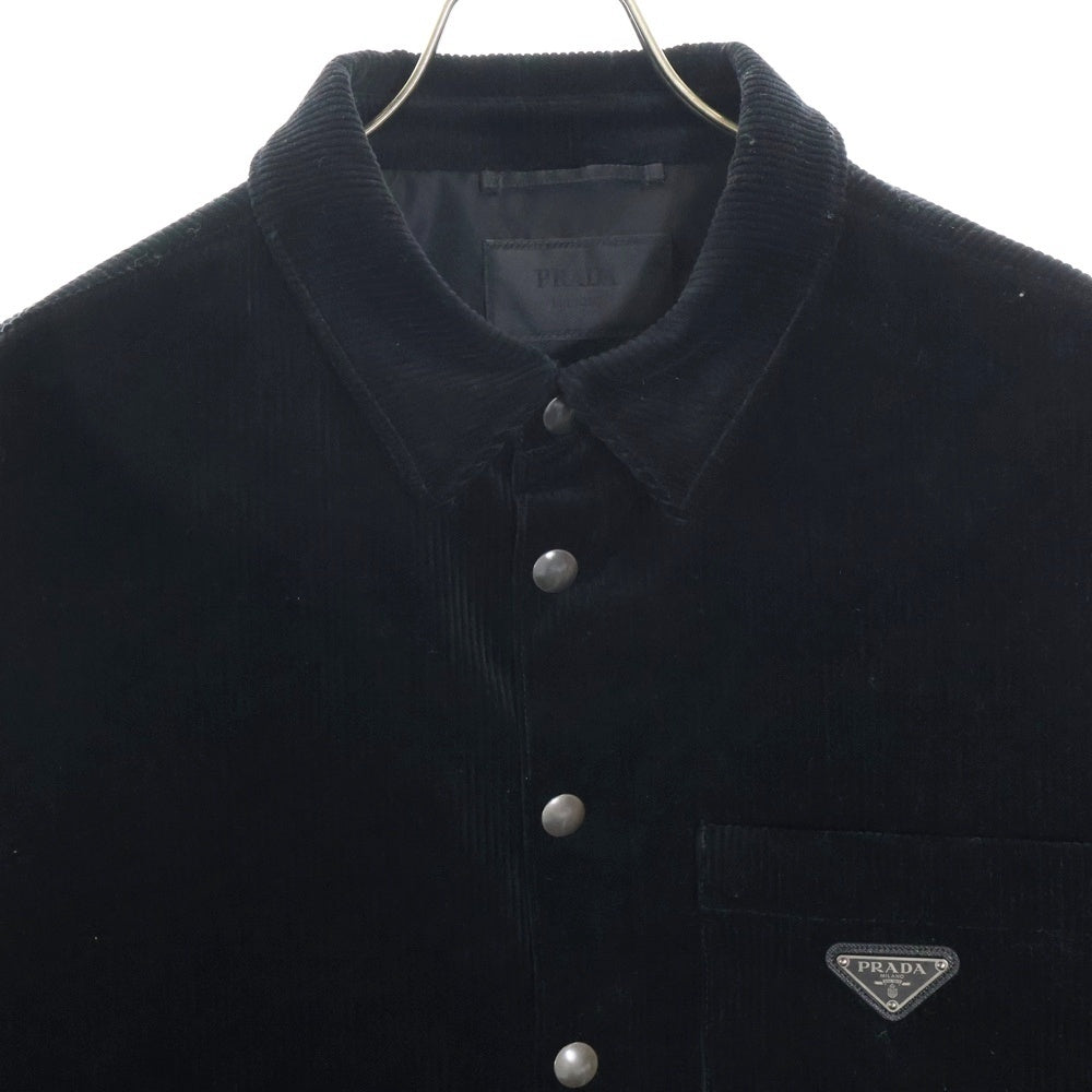 PRADA(プラダ) トライアングルプレートサンドベージュコーデュロイジャケット ブラック SC798 S000 144R