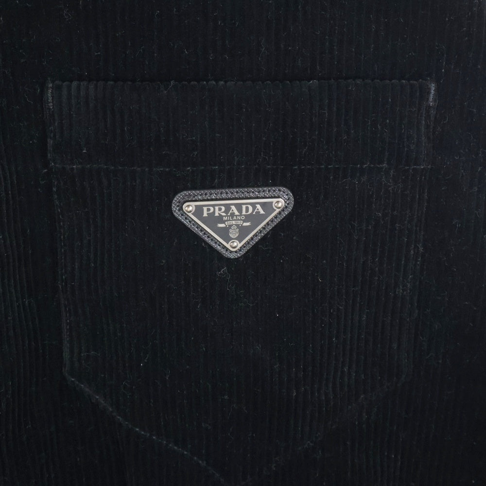 PRADA(プラダ) トライアングルプレートサンドベージュコーデュロイジャケット ブラック SC798 S000 144R