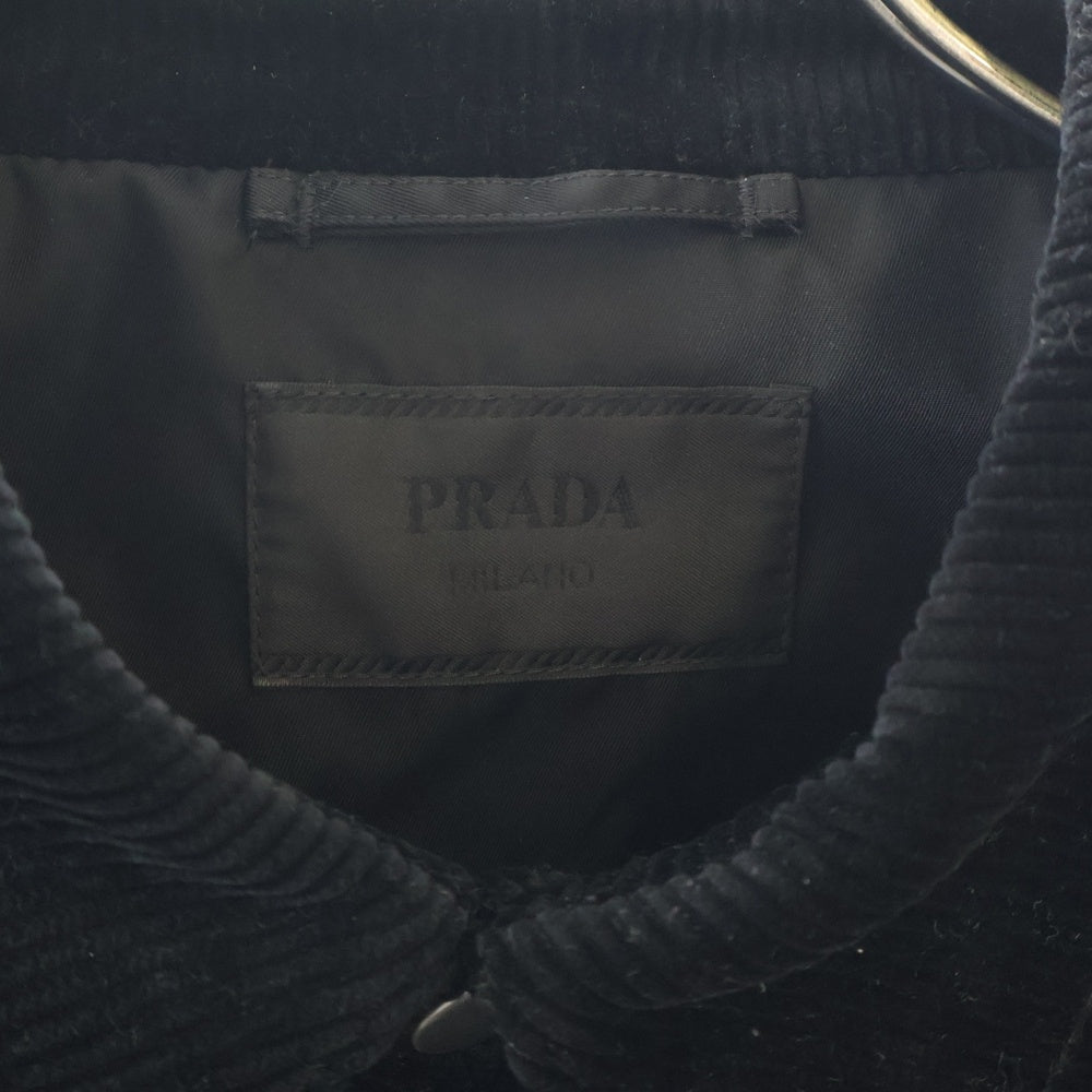 PRADA(プラダ) トライアングルプレートサンドベージュコーデュロイジャケット ブラック SC798 S000 144R