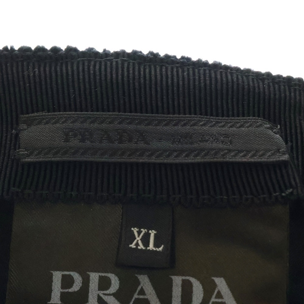 PRADA(プラダ) トライアングルロゴ コーデュロイ ベースボールキャップ ブラック 2HC274 13I4