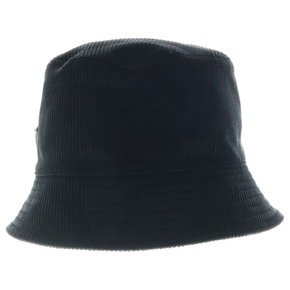 PRADA(プラダ) 三角ロゴ トライアングルプレート コーデュロイ バケットハット ブラック 2HC137 13I4