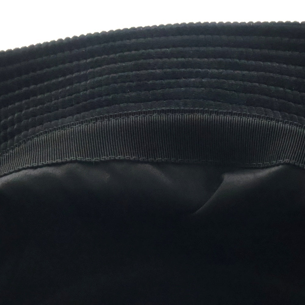 PRADA(プラダ) 三角ロゴ トライアングルプレート コーデュロイ バケットハット ブラック 2HC137 13I4