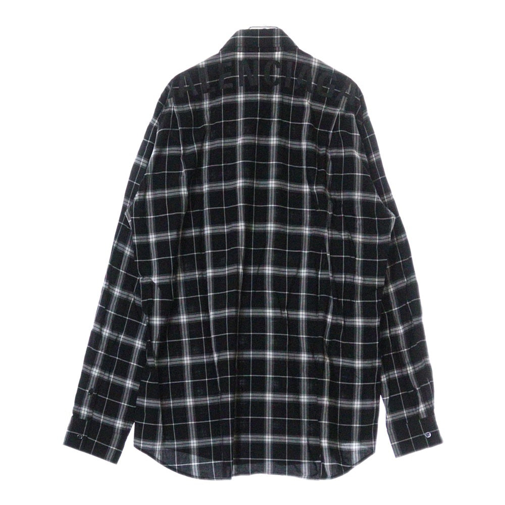 BALENCIAGA(バレンシアガ) 19SS Back Logo Check L/S Shirt バックロゴプリント チェック 長袖シャツ ブラック/ホワイト 556878 TDM03