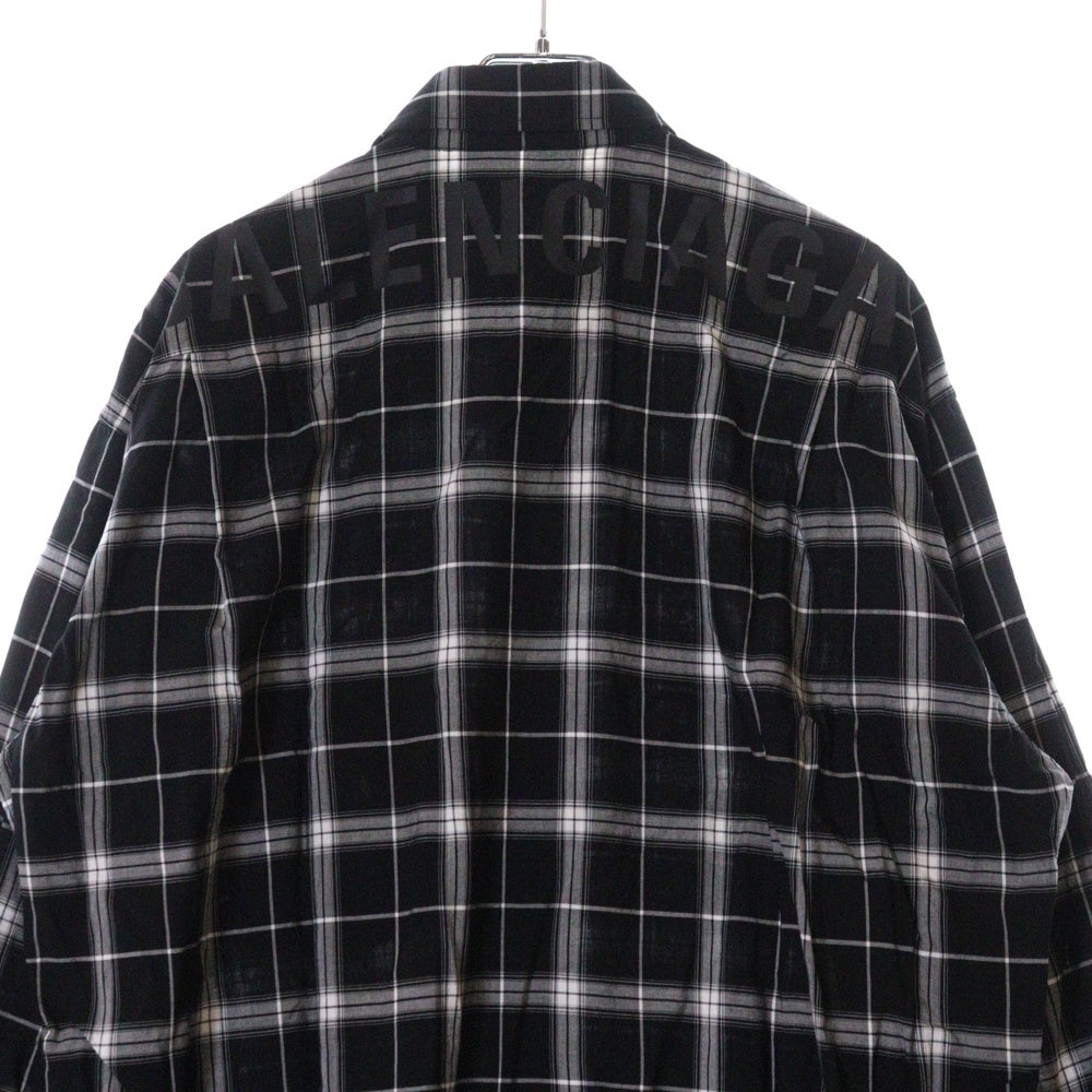 BALENCIAGA(バレンシアガ) 19SS Back Logo Check L/S Shirt バックロゴプリント チェック 長袖シャツ ブラック/ホワイト 556878 TDM03