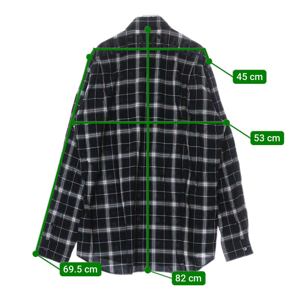 BALENCIAGA(バレンシアガ) 19SS Back Logo Check L/S Shirt バックロゴプリント チェック 長袖シャツ ブラック/ホワイト 556878 TDM03
