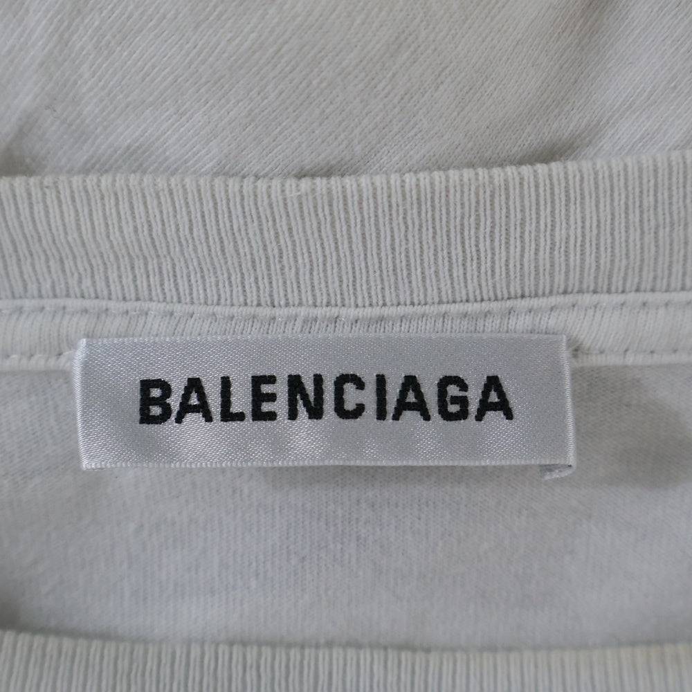 BALENCIAGA(バレンシアガ) 19AW ロゴプリント クルーネック 半袖Tシャツ カットソー ホワイト 583218 TFV63
