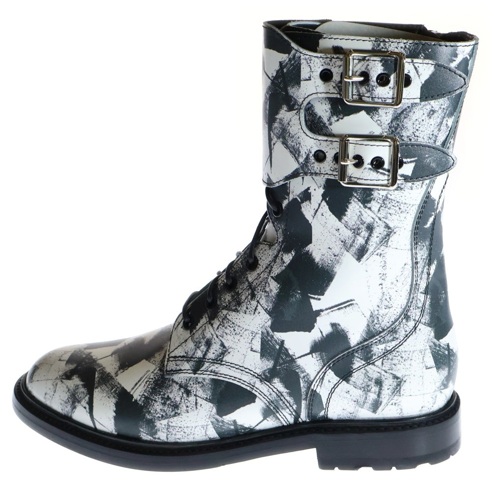 CELINE(セリーヌ) RANGER Boot ランガー レースアップ コンバットブーツ 総柄 ブラック/ホワイト