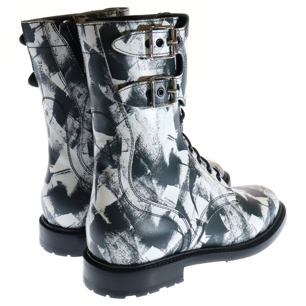 CELINE(セリーヌ) RANGER Boot ランガー レースアップ コンバットブーツ 総柄 ブラック/ホワイト