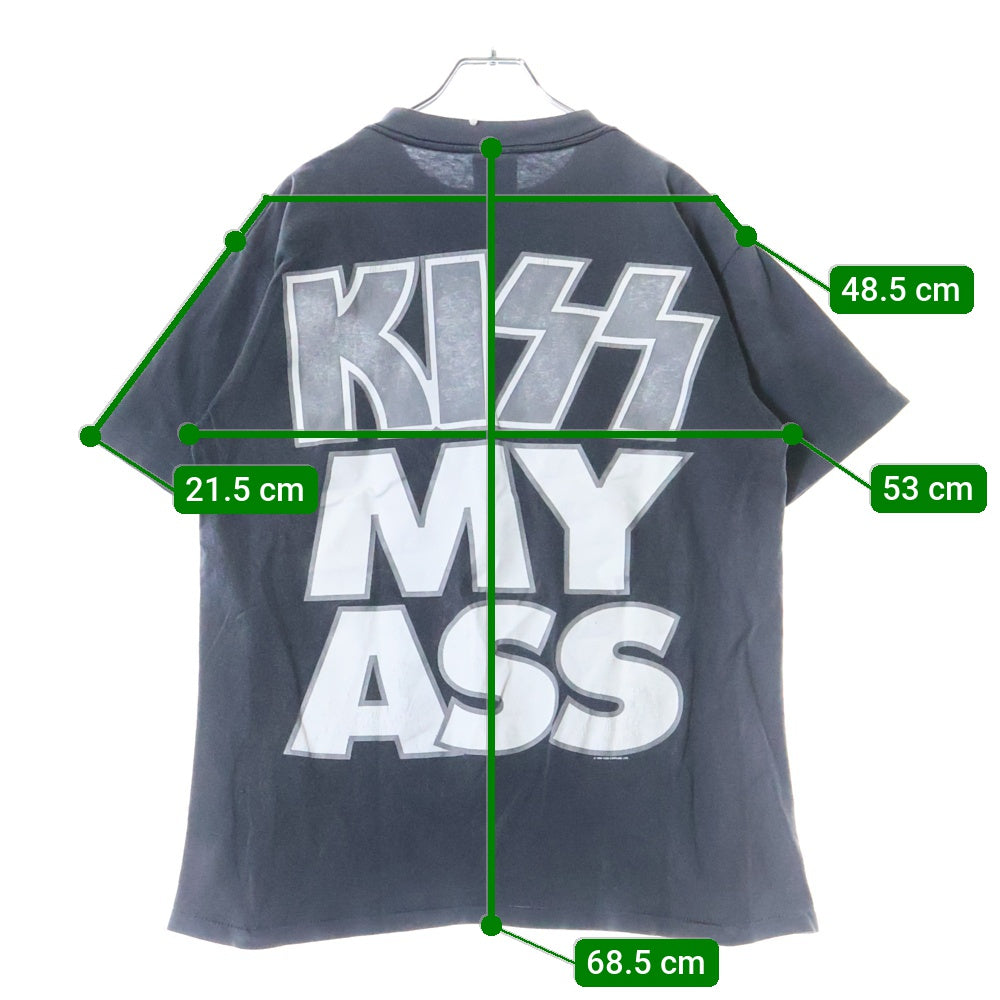 VINTAGE(ヴィンテージ) 90S VINTAGE 1994 KISS MY ASS ヴィンテージ キス マイ アス 両面プリント クルーネック半袖Tシャツ カットソー チャコールグレー
