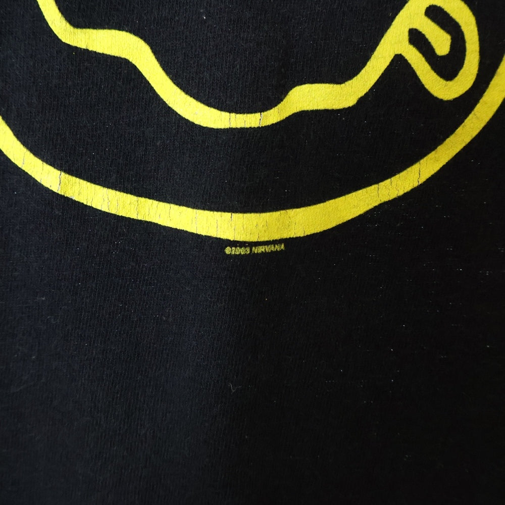 VINTAGE(ヴィンテージ) 00S VINTAGE NIRVANA SMILE 2003 ヴィンテージ スマイル 両面プリント クルーネック半袖Tシャツ カットソー ブラック