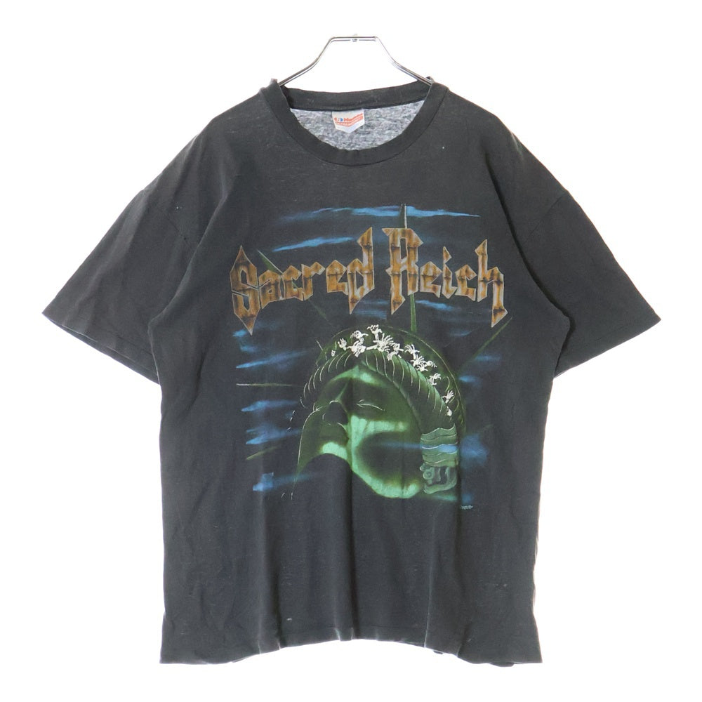 VINTAGE(ヴィンテージ) 90S VINTAGE SACRED REICH THE AMERICAN WAY ヴィンテージ セイクレッド ライク ザ アメリカン ウェイ 両面プリント クルーネック半袖Tシャツ チャコールグレー