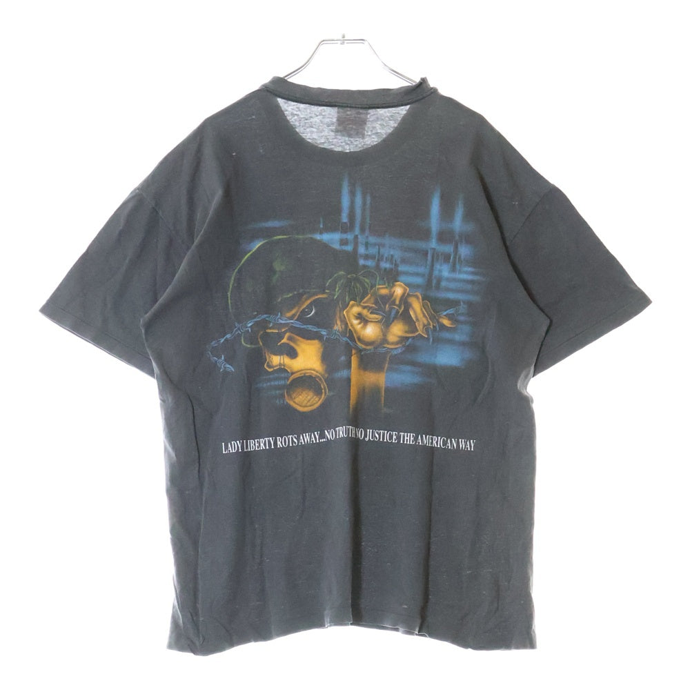 VINTAGE(ヴィンテージ) 90S VINTAGE SACRED REICH THE AMERICAN WAY ヴィンテージ セイクレッド ライク ザ アメリカン ウェイ 両面プリント クルーネック半袖Tシャツ チャコールグレー