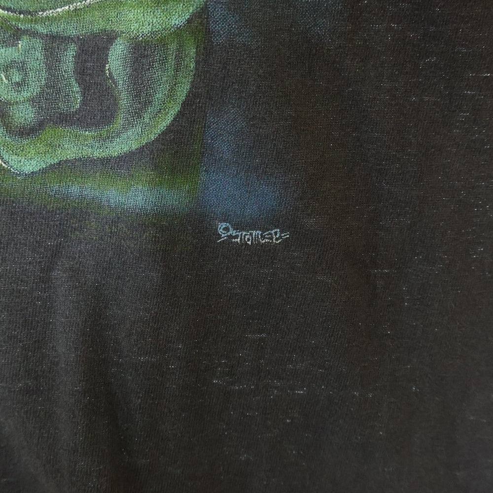 VINTAGE(ヴィンテージ) 90S VINTAGE SACRED REICH THE AMERICAN WAY ヴィンテージ セイクレッド ライク ザ アメリカン ウェイ 両面プリント クルーネック半袖Tシャツ チャコールグレー