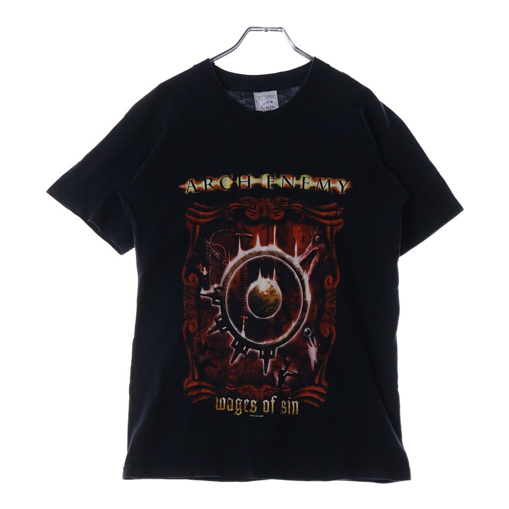VINTAGE(ヴィンテージ) 00S VINTAGE ARCH ENEMY WAGES OF SIN 2001 ヴィンテージ アーク エネミー ウェイジズ オブ シン 両面プリント クルーネック半袖Tシャツ カットソー ブラック