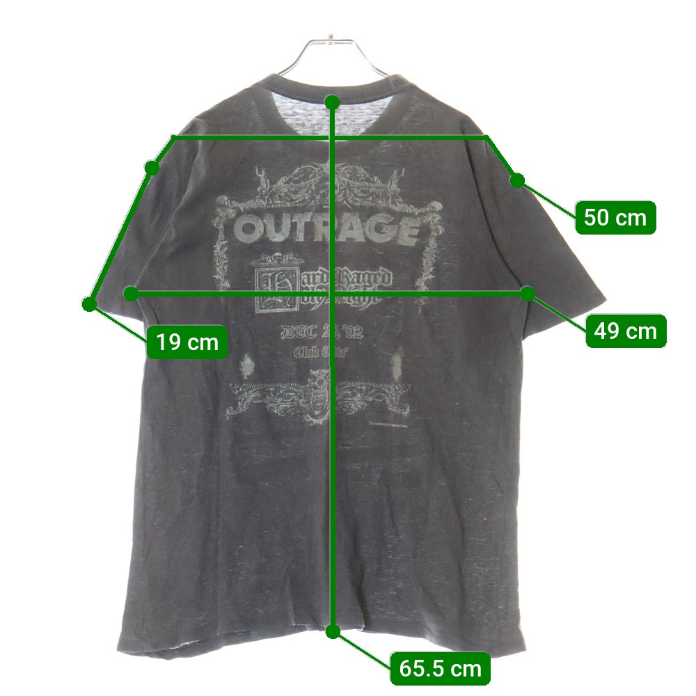 VINTAGE(ヴィンテージ) 90S VINTAGE OUTRAGE 1992 ヴィンテージ アウトレイジ 両面プリント クルーネック半袖Tシャツ カットソー グレー