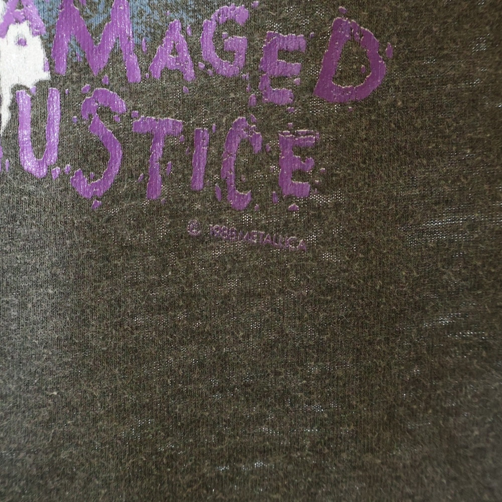 VINTAGE(ヴィンテージ) 80S VINTAGE METALLICA DAMAGED JUSTICE 1988 ヴィンテージ メタリカ ダメージド ジャスティス ツアー 両面プリント クルーネック半袖Tシャツ チャコールグレー