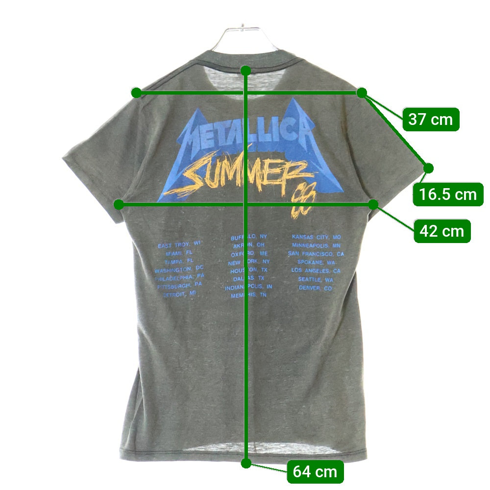 VINTAGE(ヴィンテージ) 80S VINTAGE METALLICA DAMAGED JUSTICE 1988 メタリカ ダメージド ジャスティス ツアー 両面プリント クルーネック半袖Tシャツ