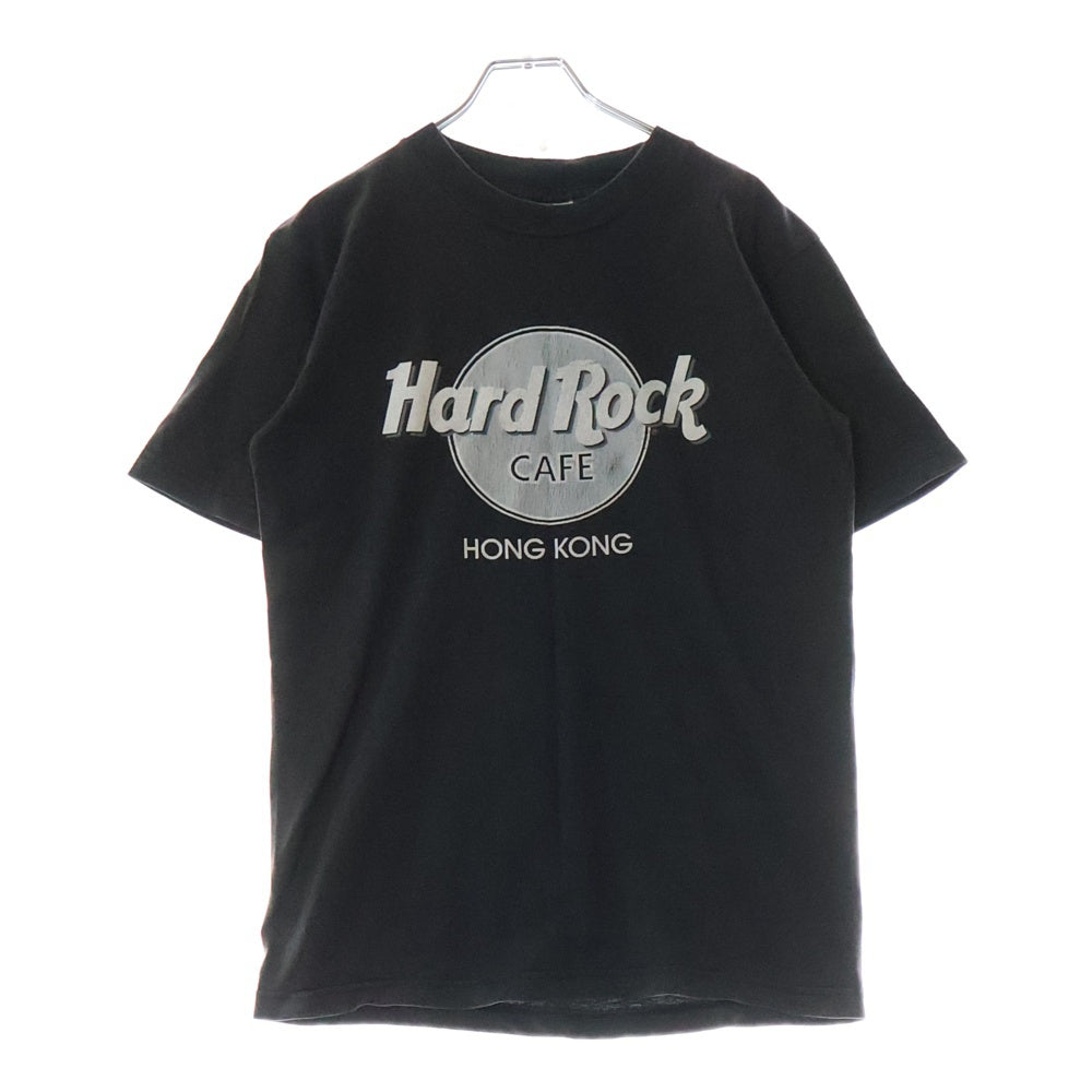 VINTAGE(ヴィンテージ) 90S VINTAGE HARD ROCK CAFE HONG KONG ヴィンテージ ハード ロック カフェ 香港 フロントロゴプリント クルーネック半袖Tシャツ カットソー ブラック