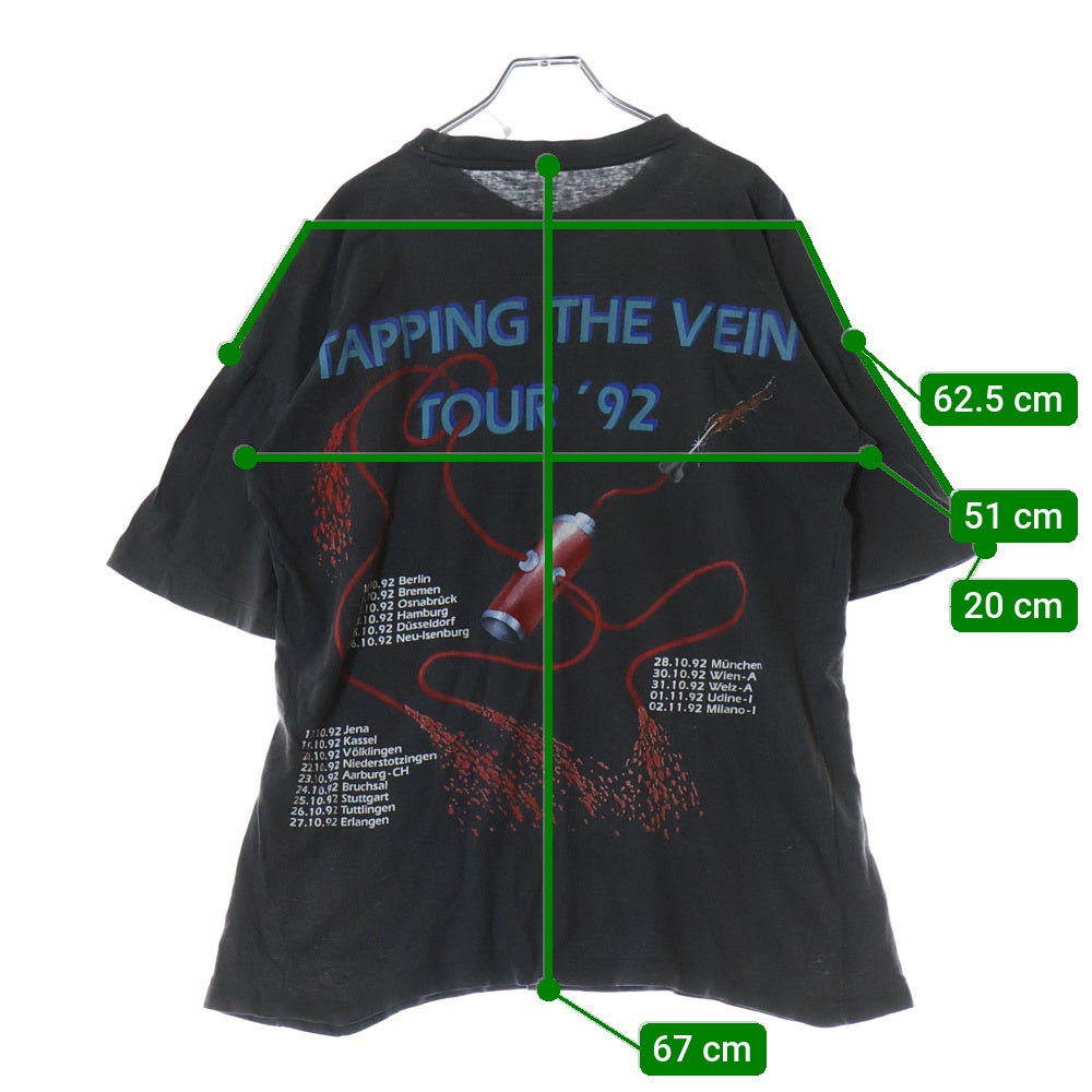 VINTAGE(ヴィンテージ) 90S VINTAGE SODOM TAPPING THE VEIN TOUR 1992 ヴィンテージ ソドム タッピング ヴェイン ツアー クルーネック半袖Tシャツ カットソー チャコールグレー