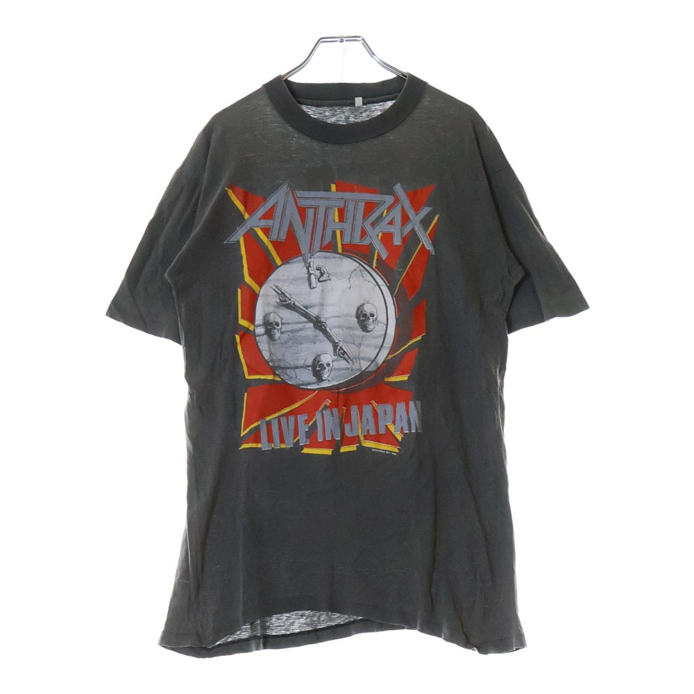 VINTAGE(ヴィンテージ) 90S VINTAGE ANTHRAX LIVE IN JAPAN 1990 ヴィンテージ アンスラックス 日本ライブ 両面プリント クルーネック半袖Tシャツ カットソー チャコールグレー